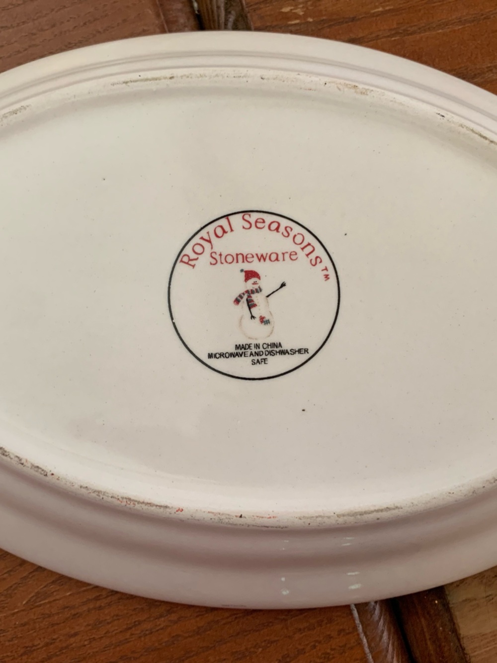 Vintage Royal Seasons Holiday Snowman Ceramic Gravy Boat and Dish Set - Red Tri - Picture 7 of 7